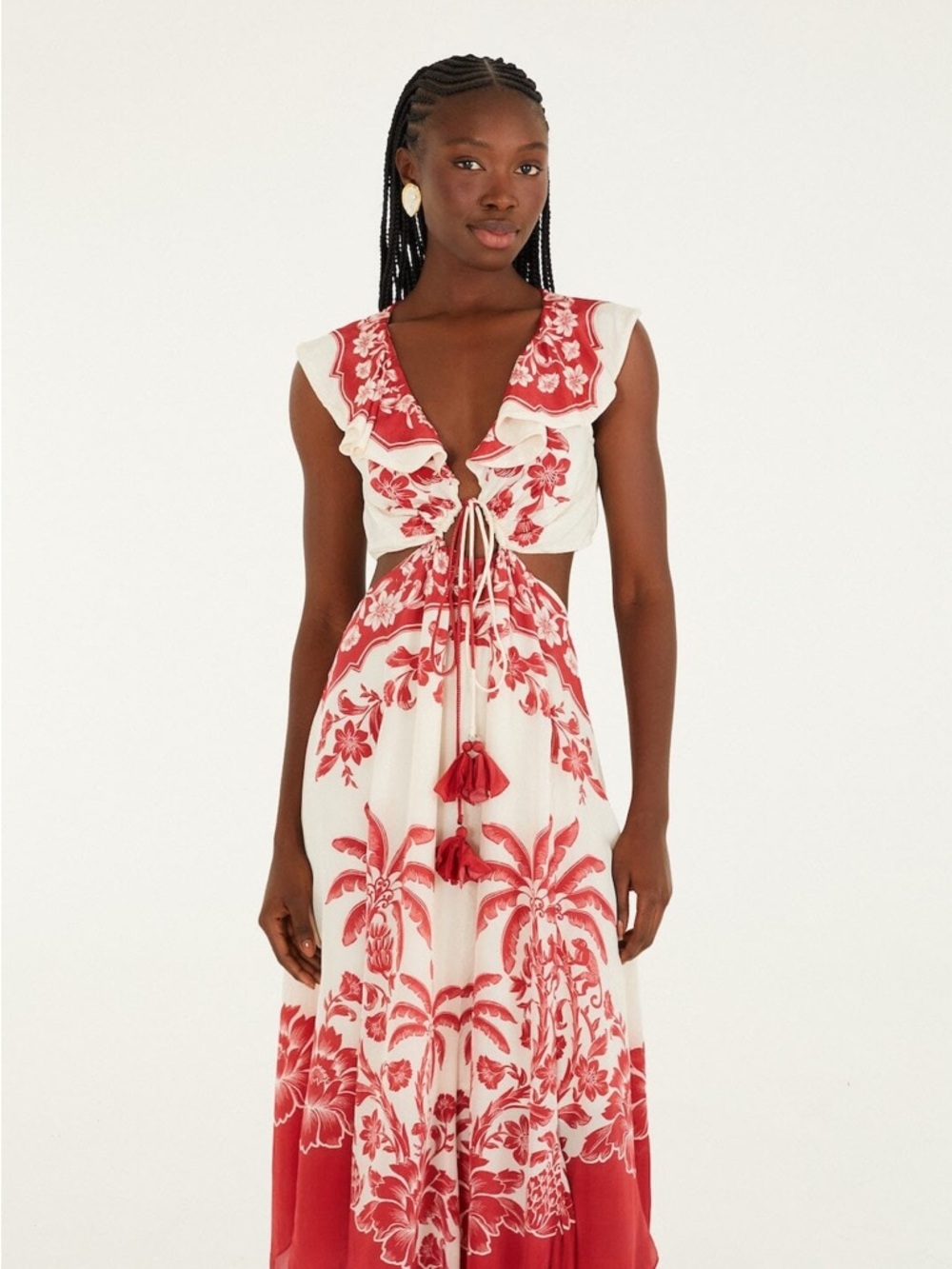 FARM Rio Sand Guanacaste Cut-Out Waist Sleeveless Midi Dress Medium NWT $348 - Picture 4 of 10